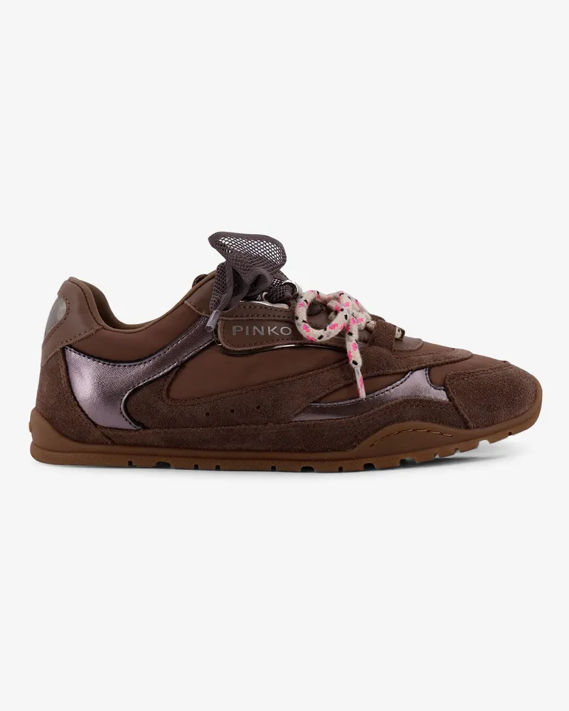 Pinko Yulia suede sneakers with nylon inserts -  - gender_Woman Brown