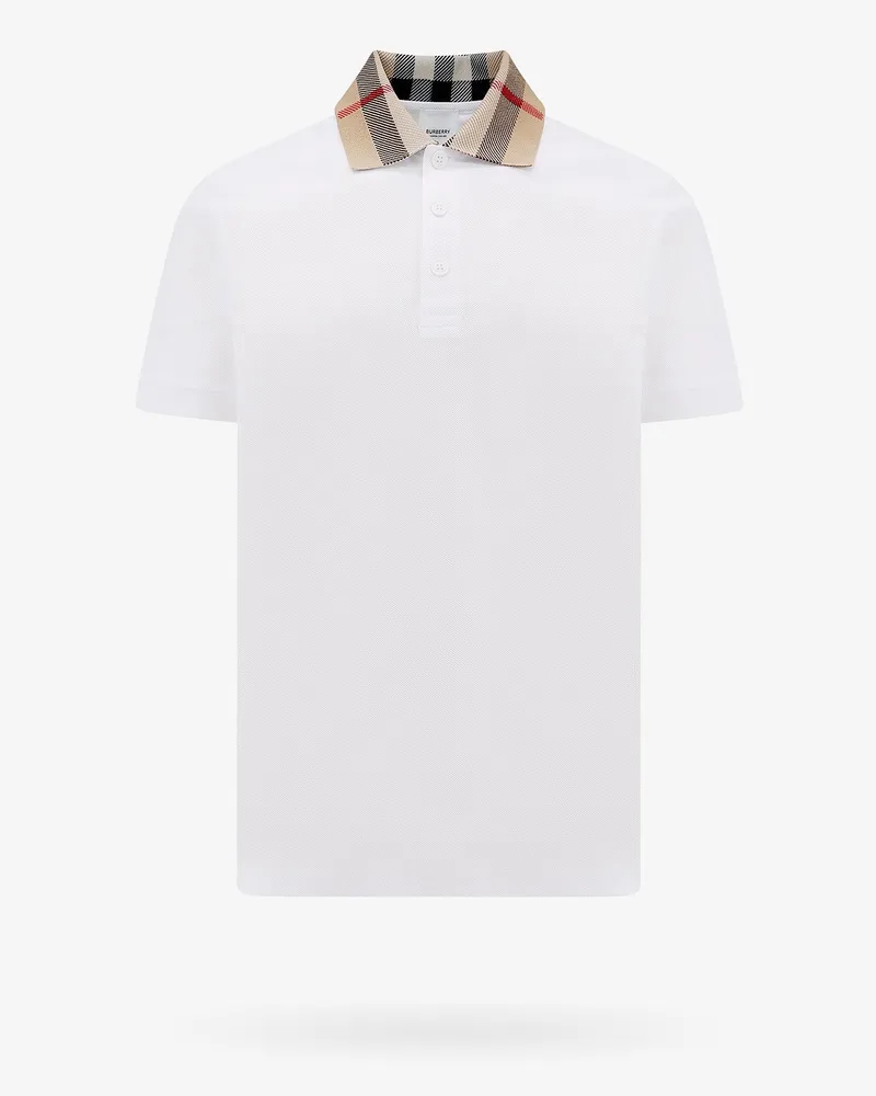 Burberry Cotton polo shirt with Check collar detail -  - gender_Man White