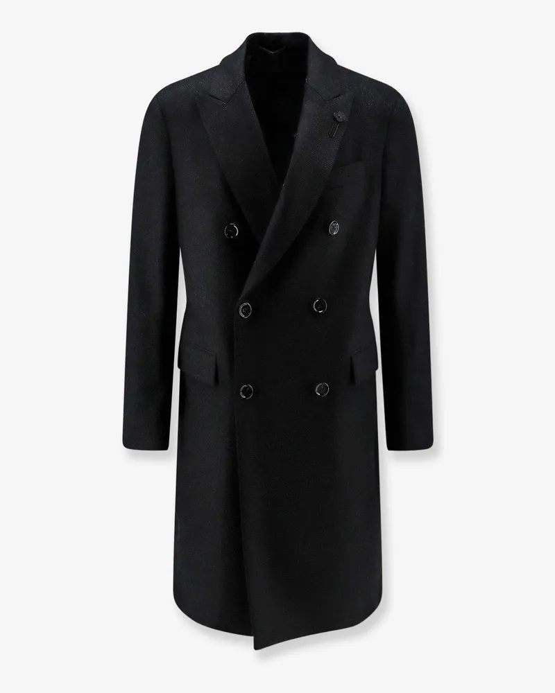 LARDINI Double-breasted herringbone coat -  - gender_Man Black