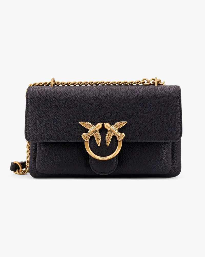 Pinko Leather shoulder bag with metal love birds buckle -  - gender_Woman Black