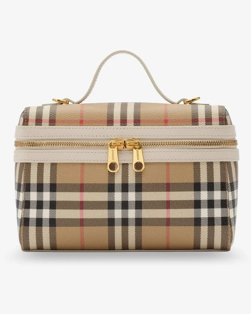 Burberry Coated canvas vanity case with check pattern -  - gender_Woman Beige
