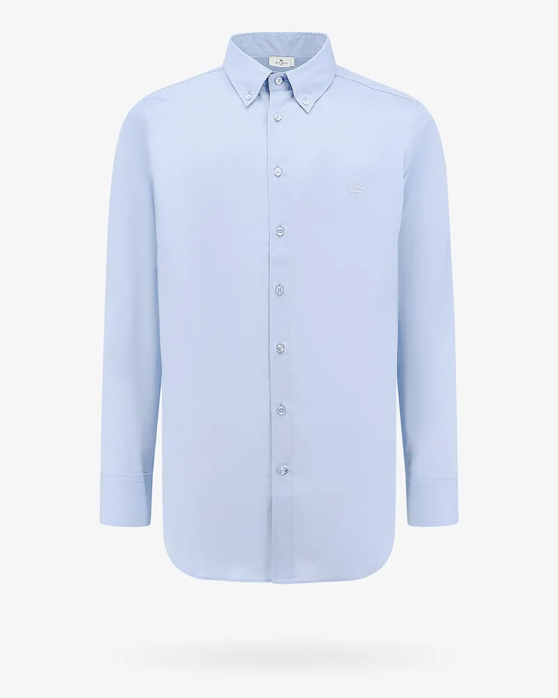 Etro Cotton shirt with embroidered pegaso logo -  - gender_Man Blue