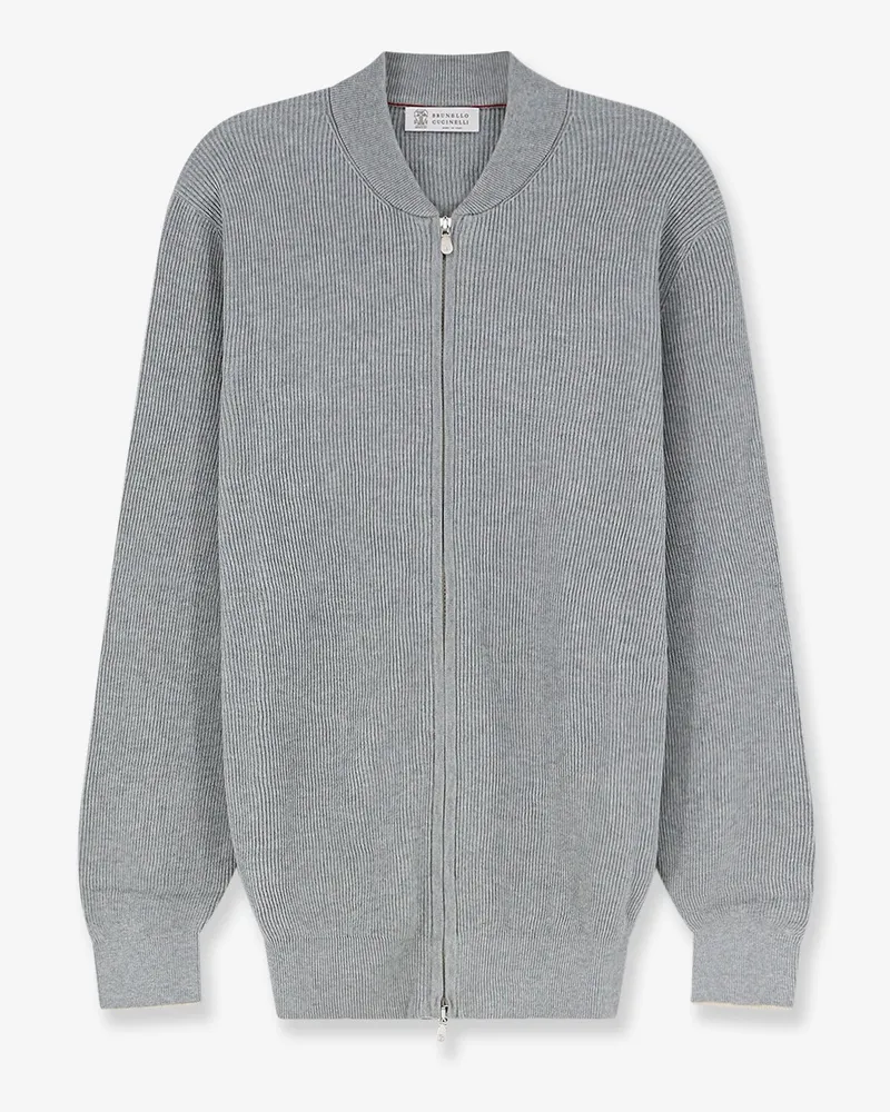Brunello Cucinelli Ribbed cotton cardigan -  - gender_Man Grey