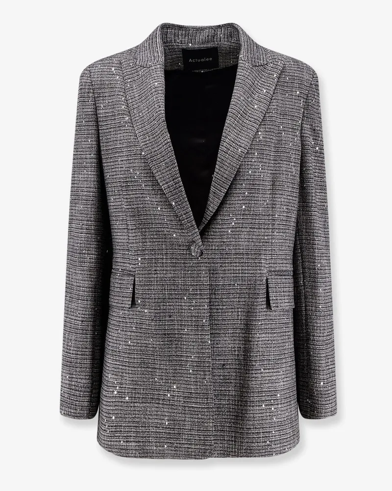 ACTUALEE Tartan blazer with sequins and lurex profiles -  - gender_Woman Grey