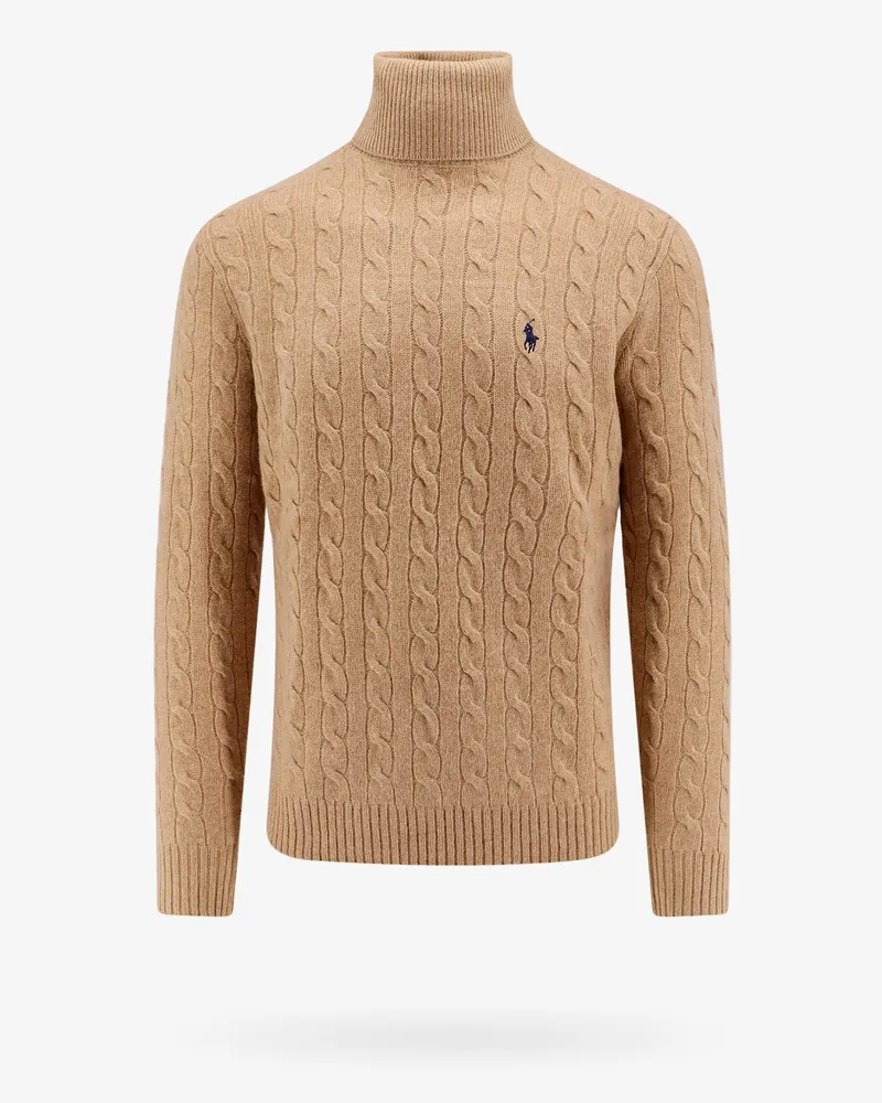 Ralph Lauren Wool and cashmere sweater with frontal logo -  - gender_Man Beige
