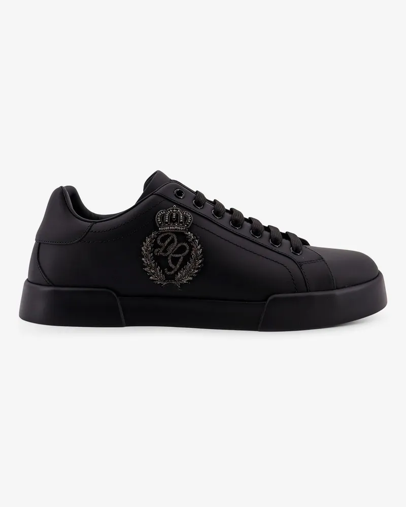 Dolce & Gabbana Leather sneakers with embossed side logo -  - gender_Man Black