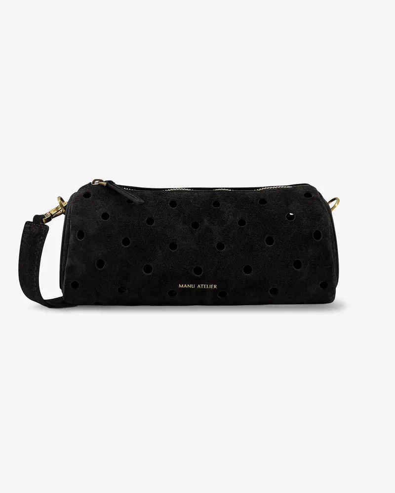 Manu Atelier Mini Cylinder suede crossbody bag -  - gender_Woman Black