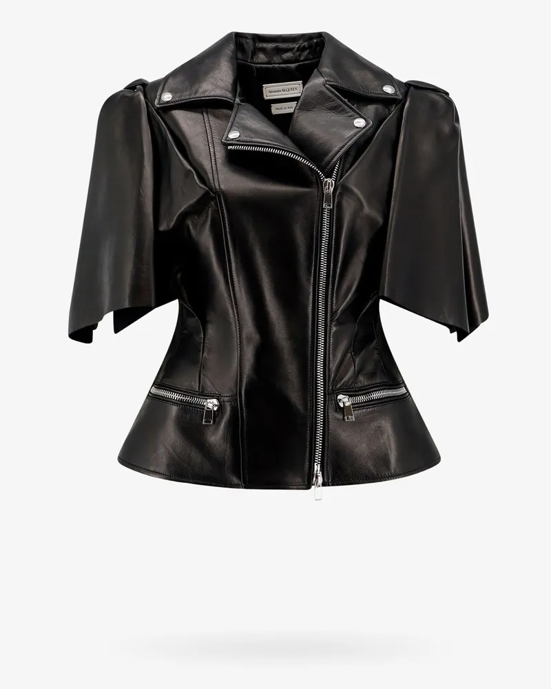 Alexander McQueen Sleeveless leather jacket with knotted drapery -  - gender_Woman Black
