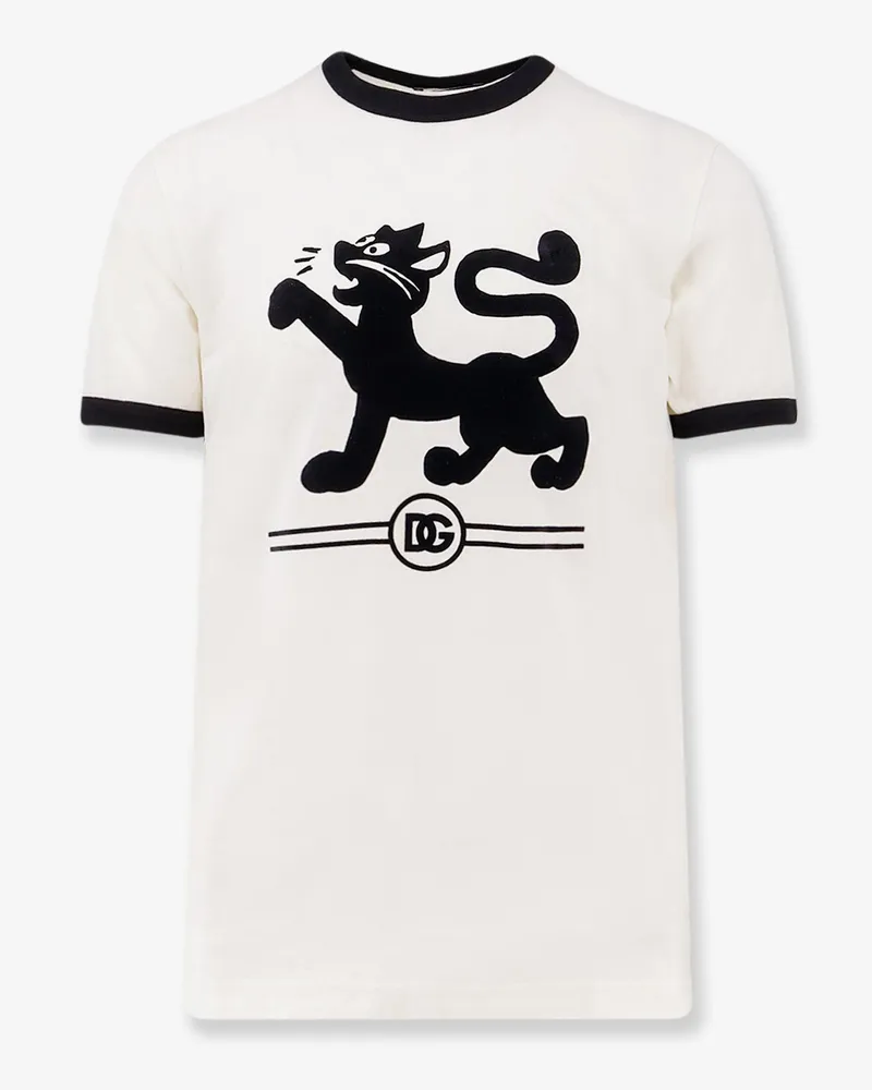 Dolce & Gabbana Cotton t-shirt with flocked print -  - gender_Man White