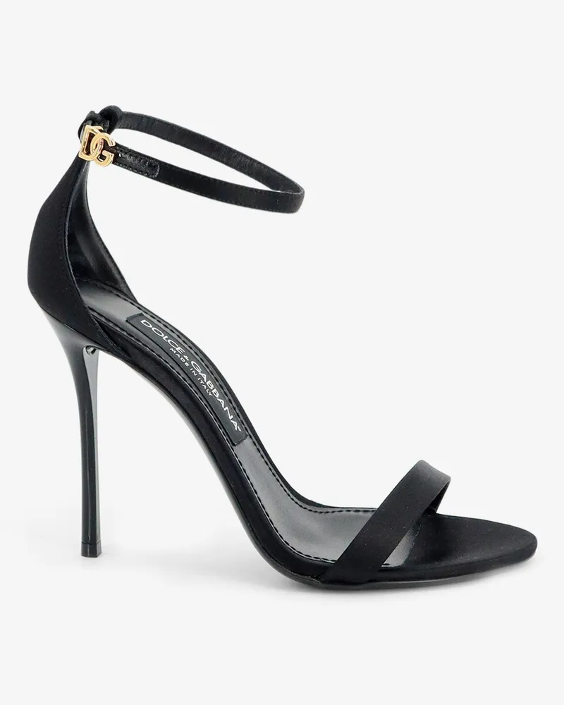 Dolce & Gabbana Satin sandals with metal DG logo -  - gender_Woman Black