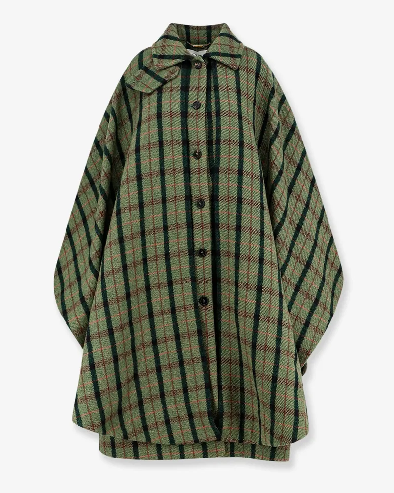 Chloé Madras wool cape coat -  - gender_Woman Green