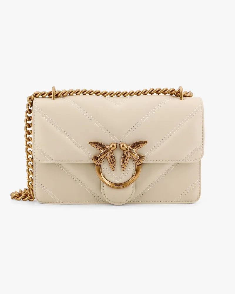Pinko Matelassé leather shoulder bag with love birds buckle -  - gender_Woman White