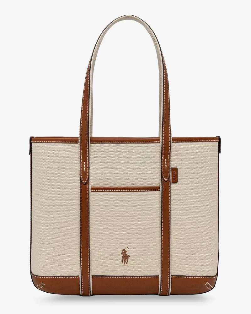 Ralph Lauren Canvas shoulder bag with embroidered logo on the front -  - gender_Woman Beige