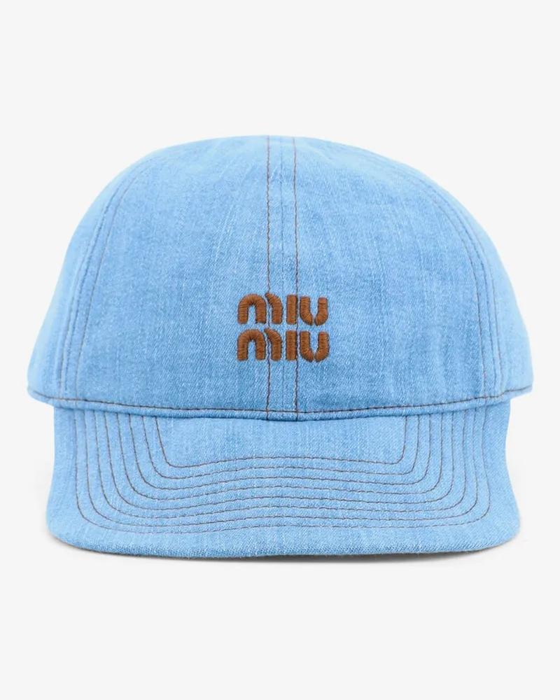 Miu Miu Cotton hat with embroidered logo on the front -  - gender_Woman Blue