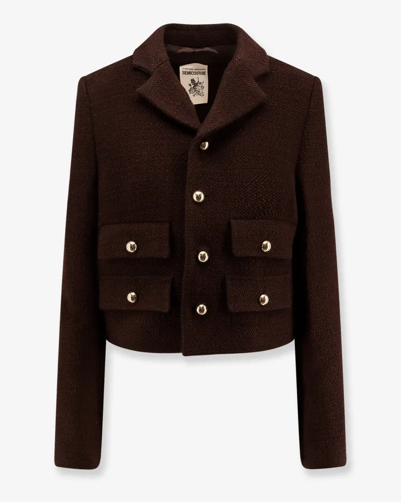 Semicouture Wool blend blazer with metal buttons -  - gender_Woman Brown