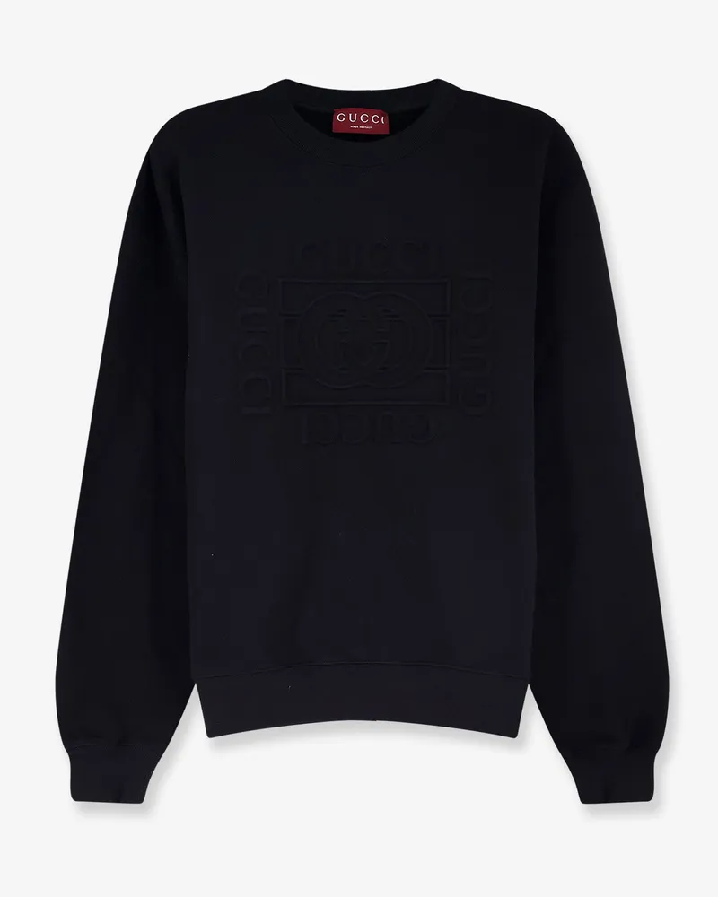 Gucci Cotton sweatshirt with frontal embossed logo -  - gender_Man Black