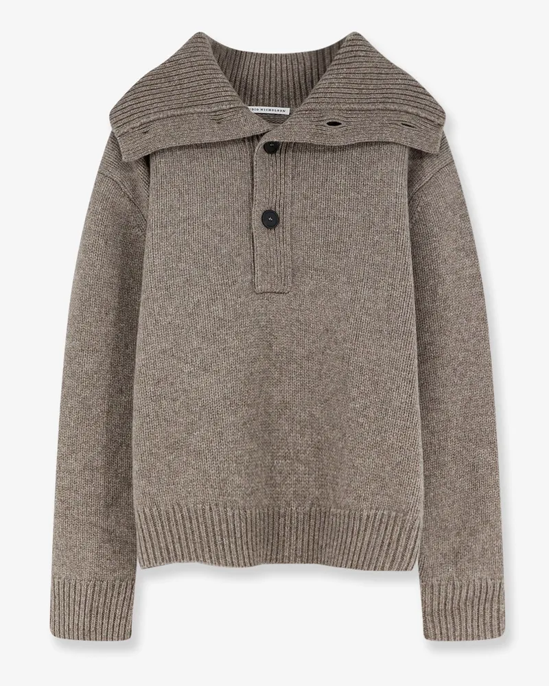 Studio Nicholson Button-Up yax and extrafine merino wool sweater -  - gender_Man Beige