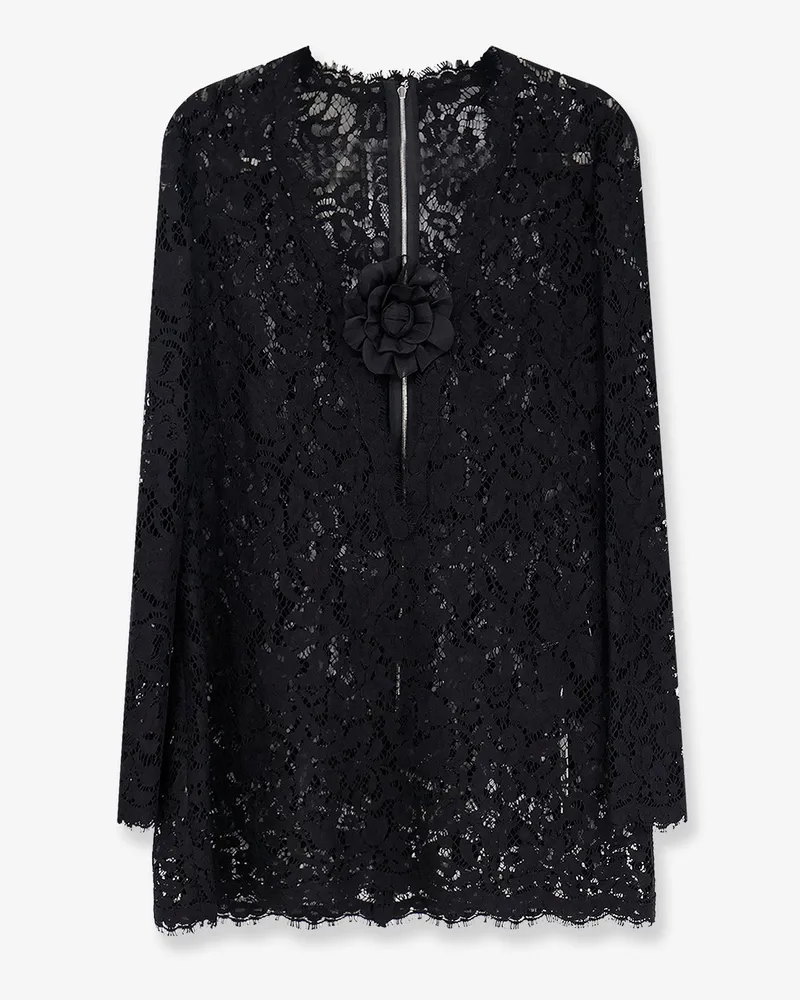 Dolce & Gabbana Lace dress with front flower detail -  - gender_Woman Black