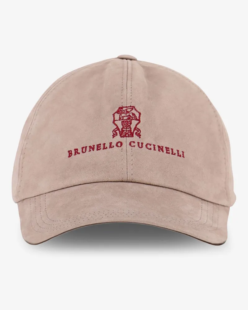 Brunello Cucinelli Suede hat with embroidered logo on the front -  - gender_Man Grey