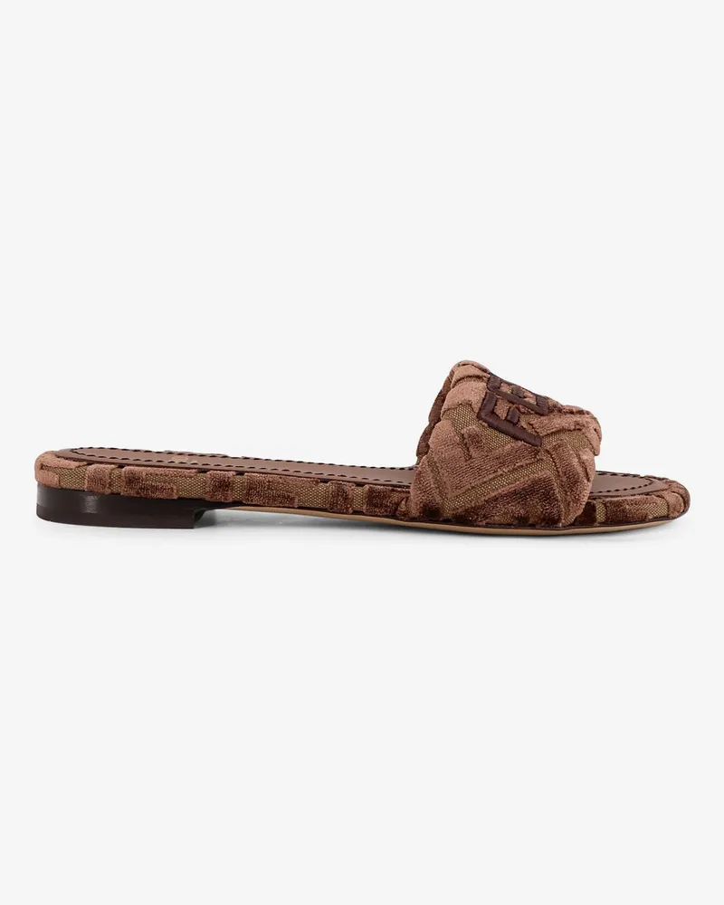 Fendi Sunshinew velvet slide - FENDI - gender_Woman Brown