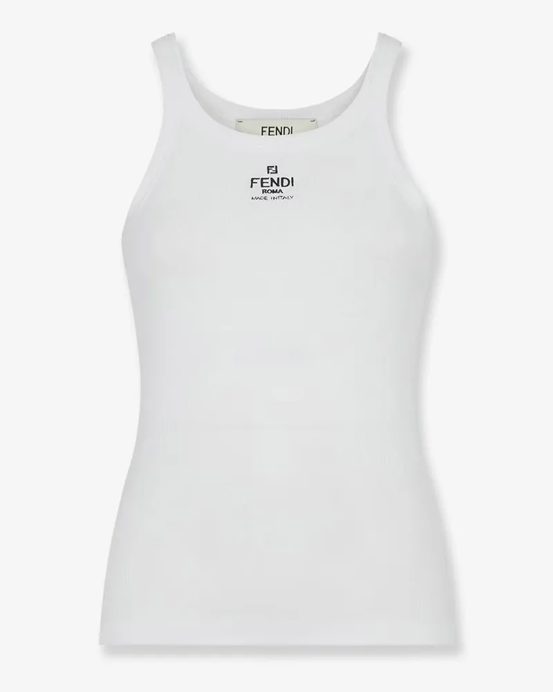 Fendi Ribbed cotton tank top -  - gender_Woman White