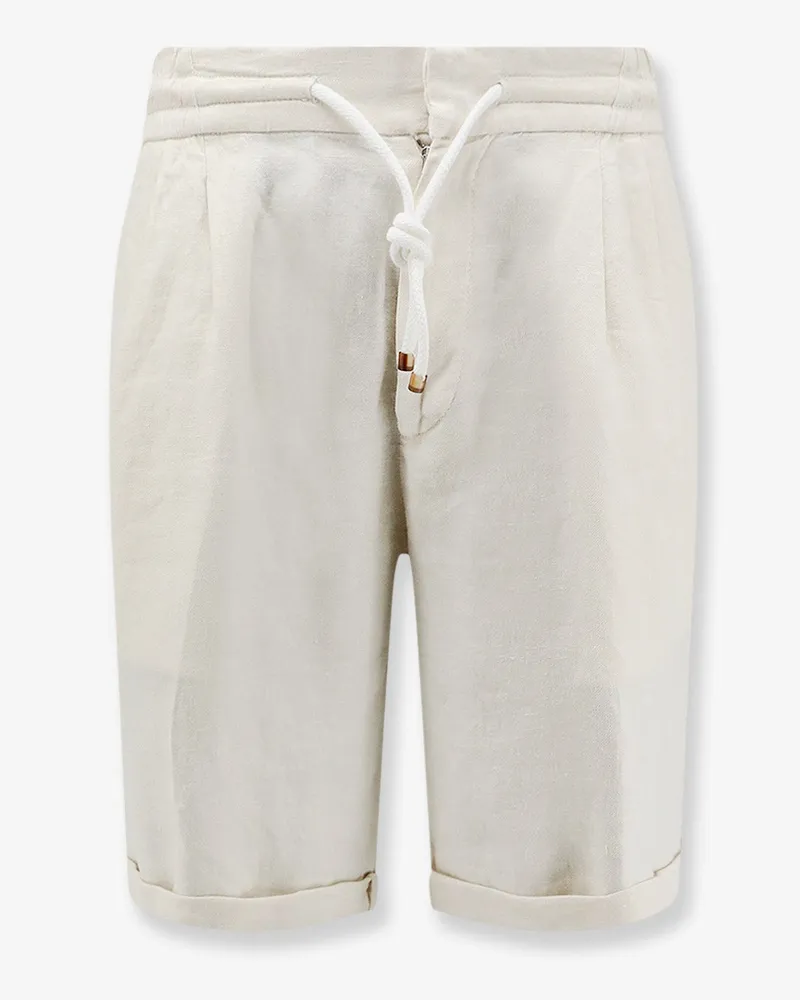 Brunello Cucinelli Linen bermuda shorts with drawstring -  - gender_Man White