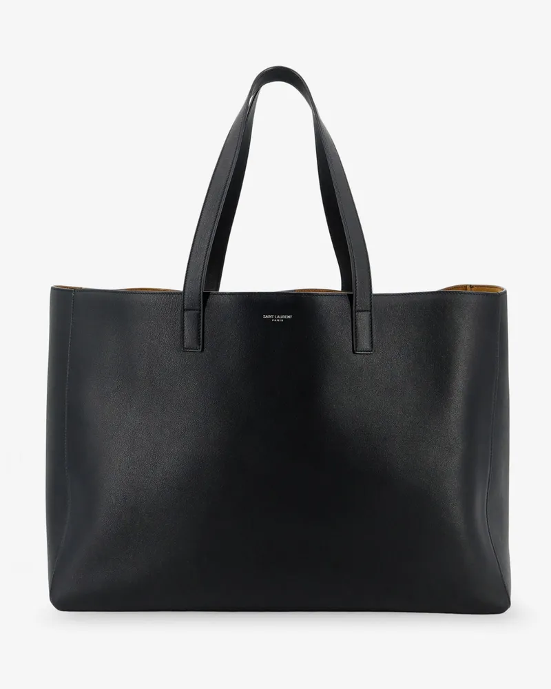Saint Laurent Leather shopping bag with front logo -  - gender_Man Black
