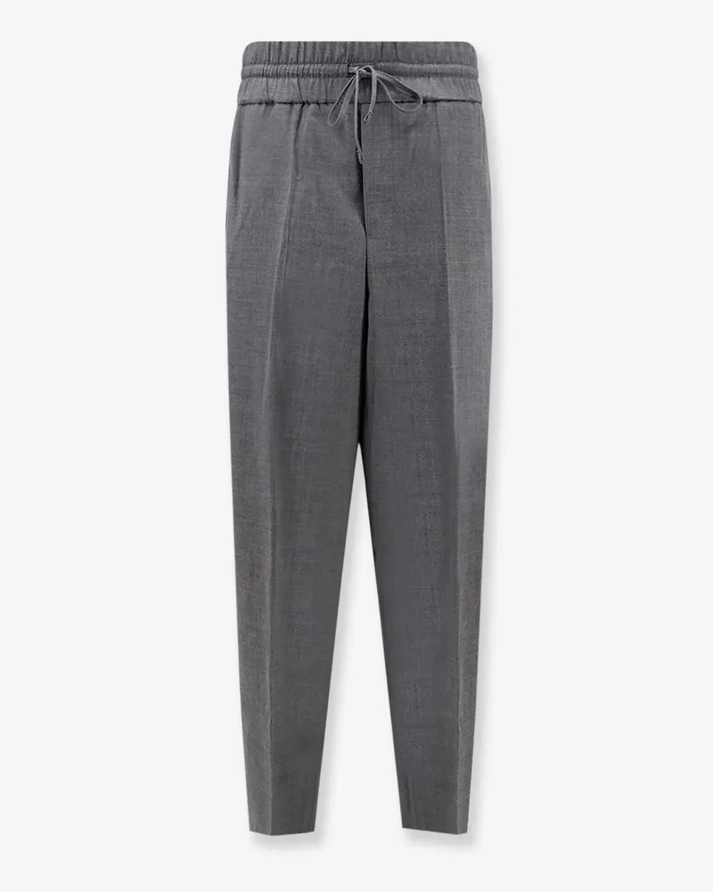 AMI Paris Virgin wool trousers with elastic -  - gender_Man Grey