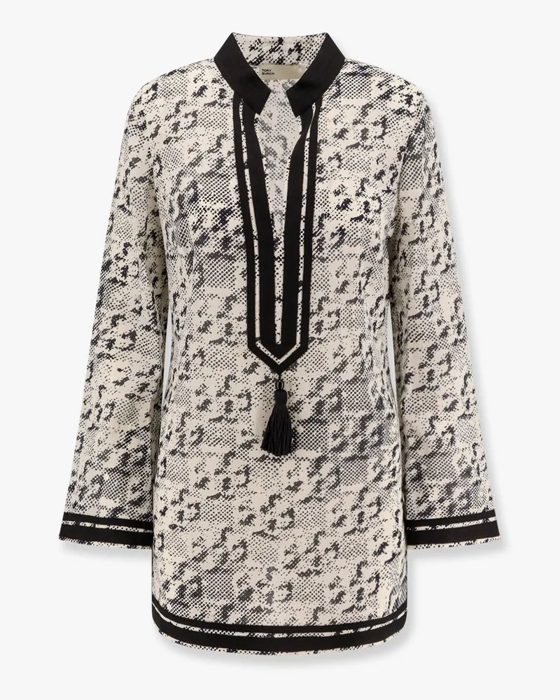 Tory Burch Silk and cotton tunic with pixelated logo print -  - gender_Woman 
