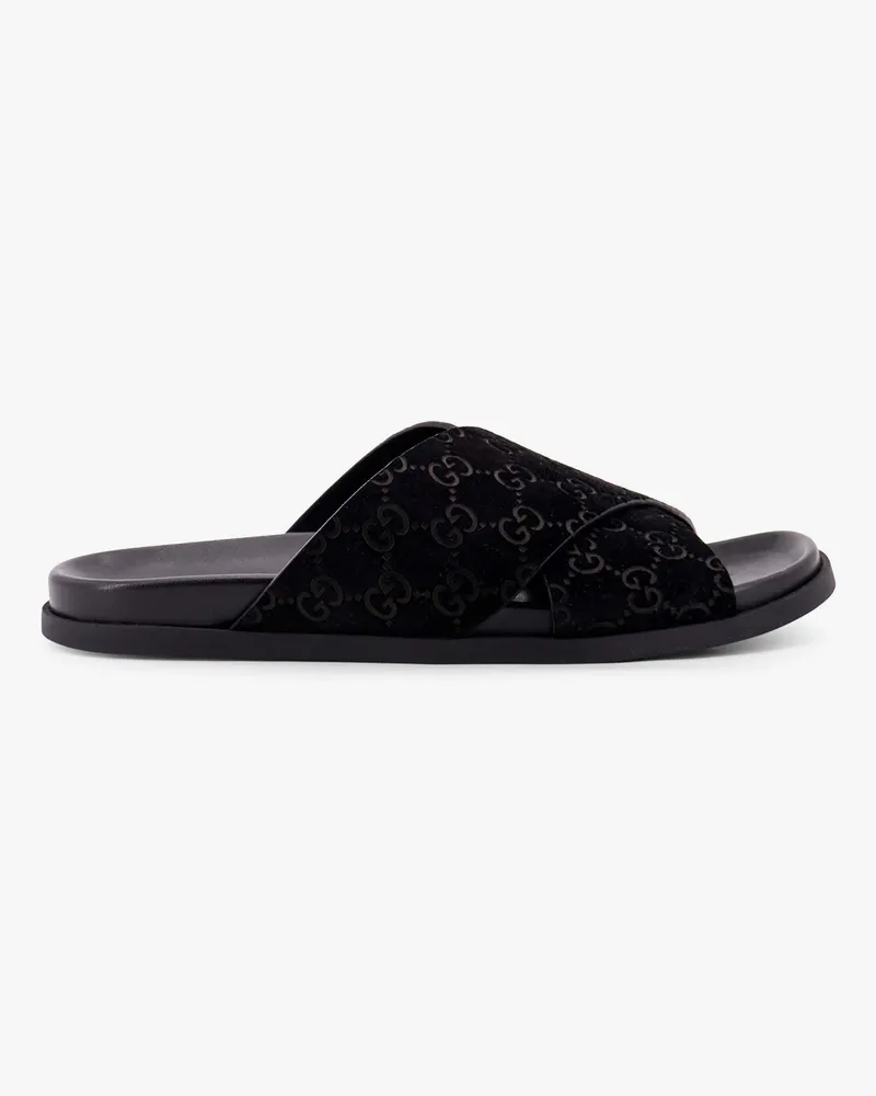 Gucci Leather slides with all-over GG motif -  - gender_Man Black