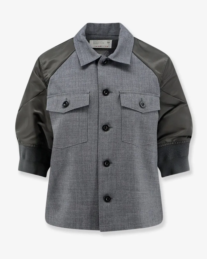Sacai Wool shirt with nylon sleeves -  - gender_Woman Grey