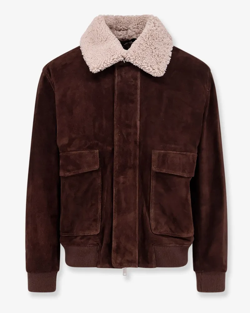 Arma Suede Jacket with fur collar -  - gender_Man Brown