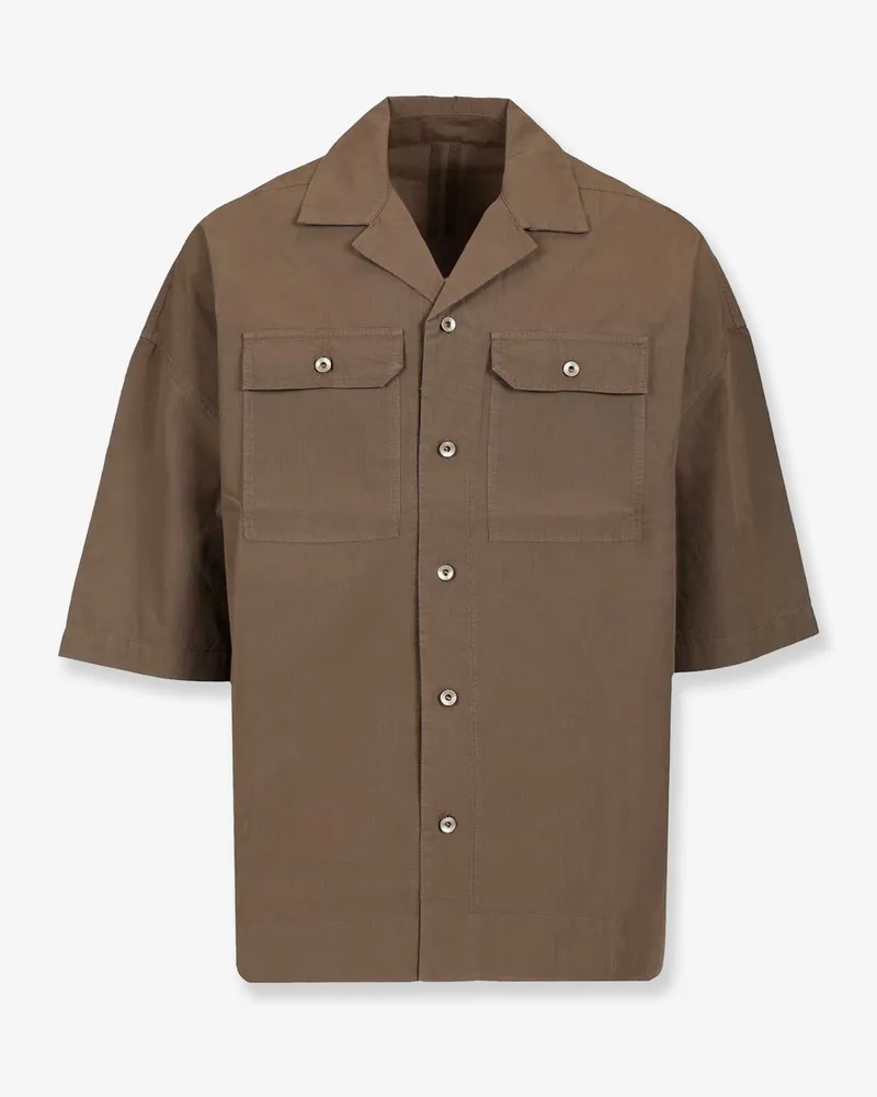 DRKSHDW by Rick Owens Tommy organic cotton shirt -  - gender_Man Brown
