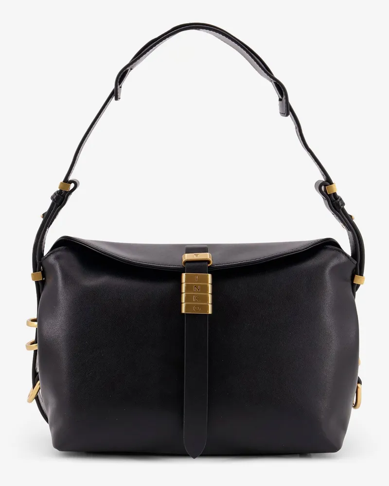 Pinko Leather shoulder bag with metal logo detail -  - gender_Woman Black