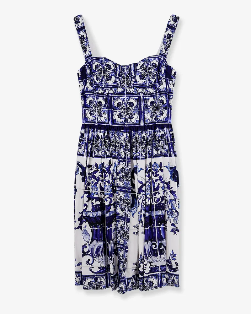 Dolce & Gabbana Cotton dress with Maiolica print -  - gender_Woman Blue