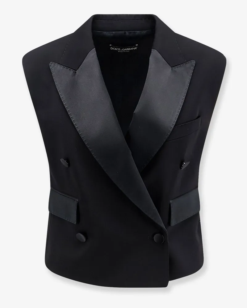 Dolce & Gabbana Virgin wool and silk blend Tuxedo vest -  - gender_Woman Black