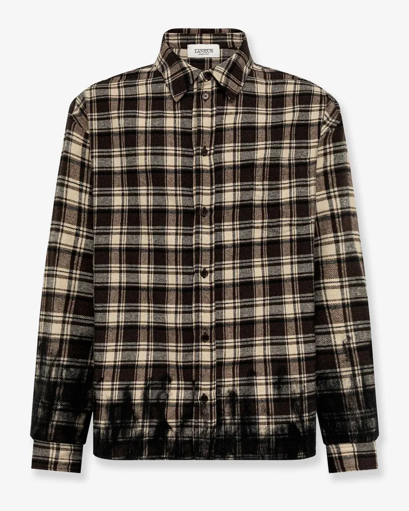 Laneus Cotton blend shirt with check pattern -  - gender_Man Black