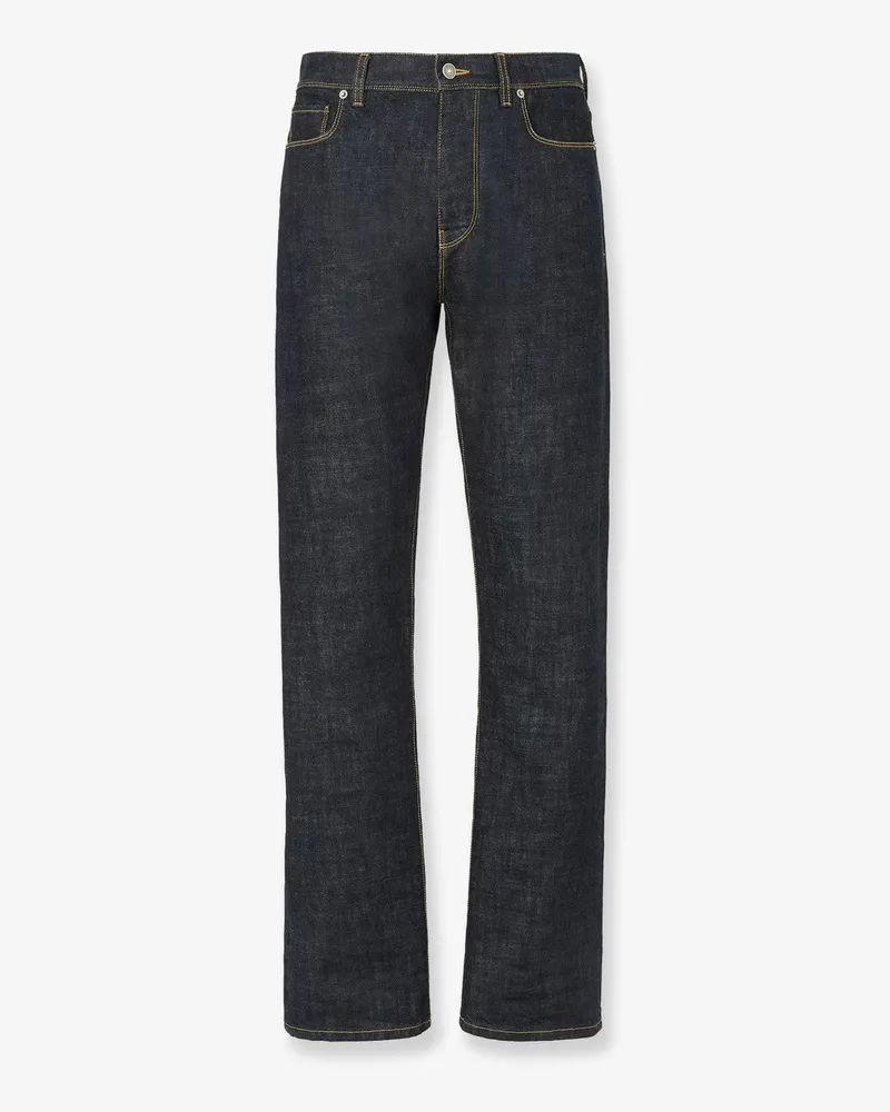 Fendi Navy blue five-pocket full-length jeans -  - gender_Man Blue