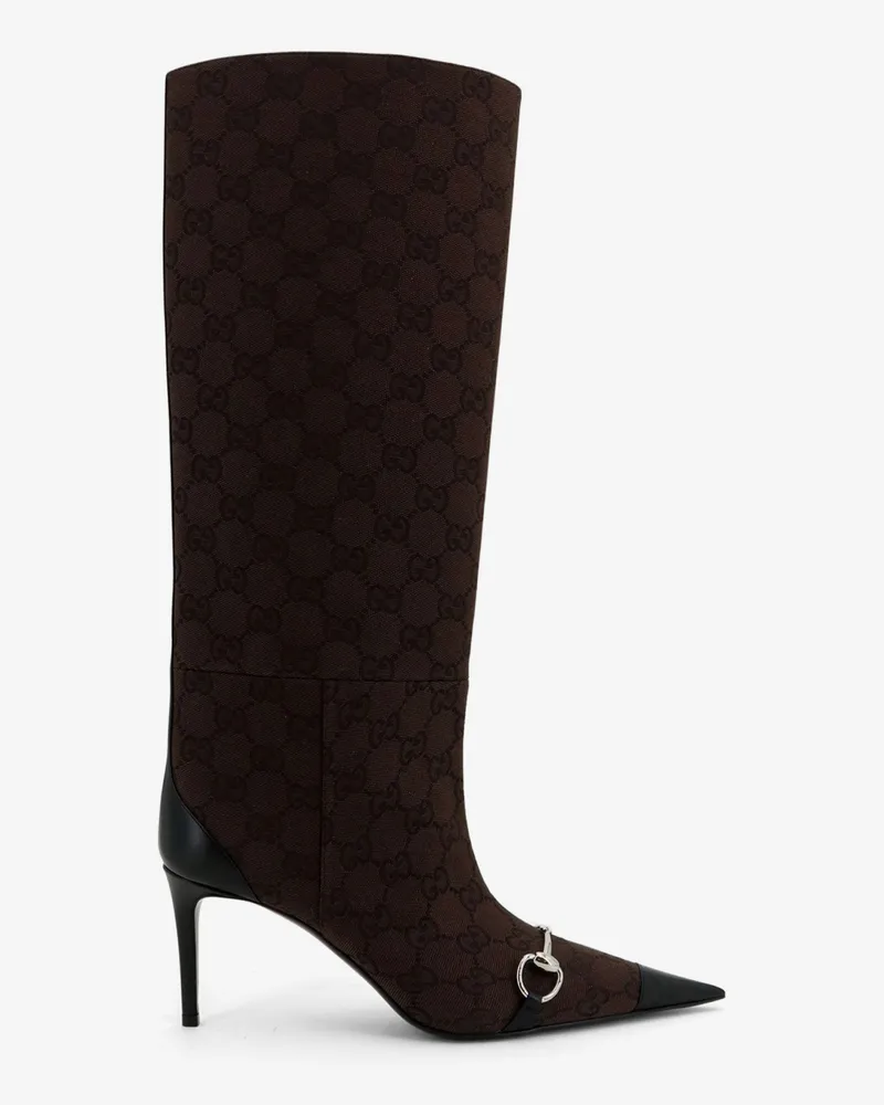 Gucci Boots with iconic GG canvas Horsebit -  - gender_Woman Brown