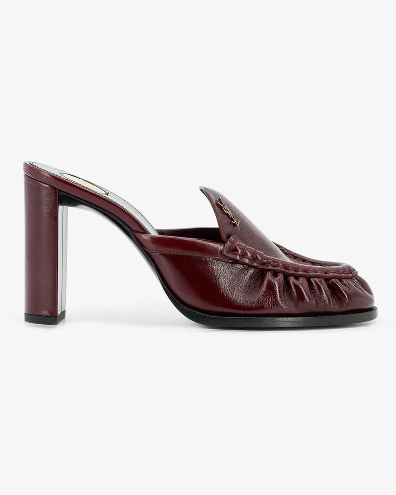 Saint Laurent Le Loafer leather sandals with metal Cassandre logo -  - gender_Woman Red
