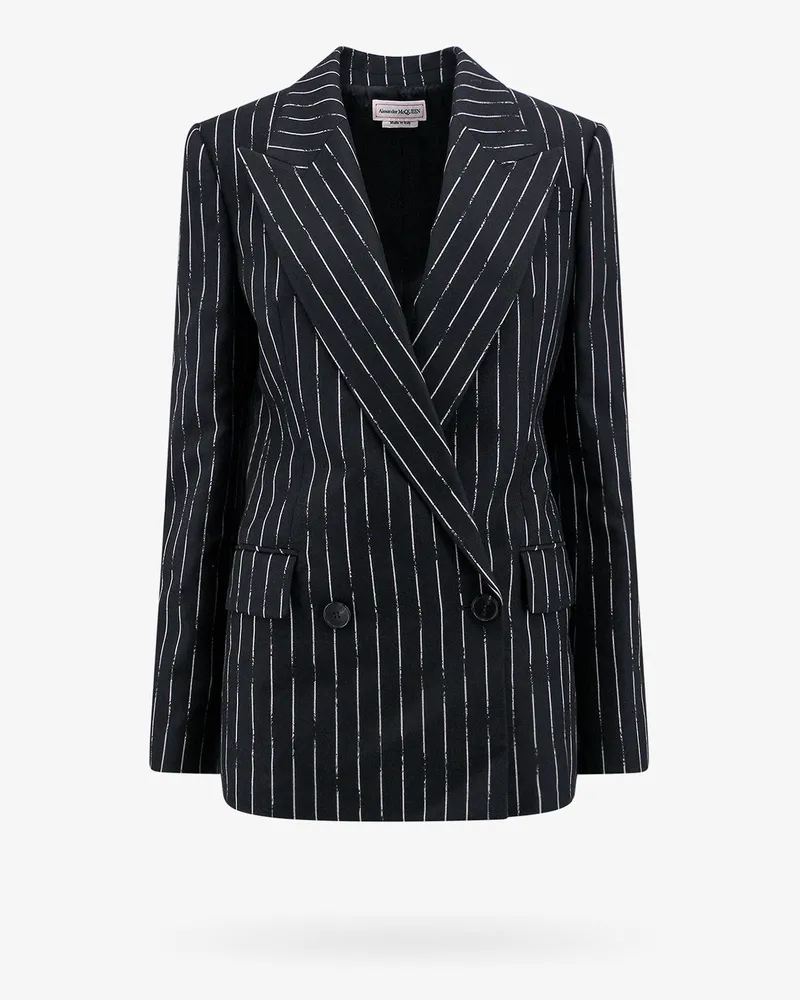 Alexander McQueen Double-breasted broken pinstripe blazer -  - gender_Woman Black