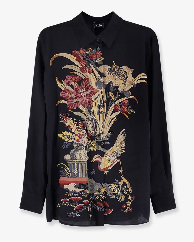 Etro Silk shirt with frontal print -  - gender_Woman Black