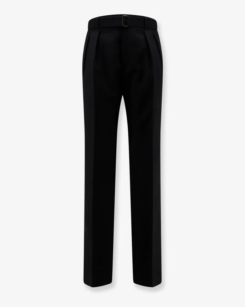 Tagliatore Nevil virgin wool trousers with belt -  - gender_Man Black
