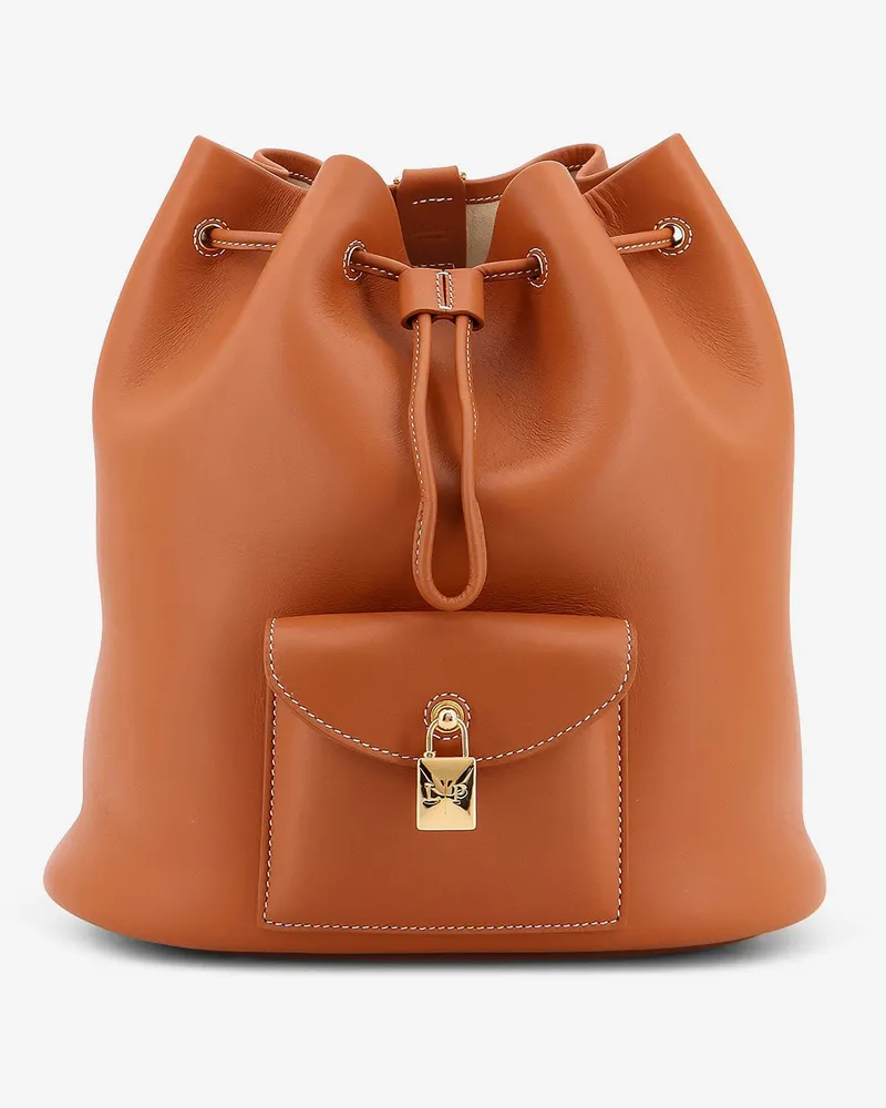 Loro Piana Extra Drawstring L27 leather backpack -  - gender_Woman Brown