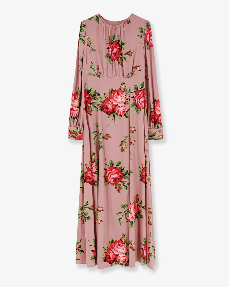 Dolce & Gabbana Long silk dress with Bouquet Rose print -  - gender_Woman Multicolor