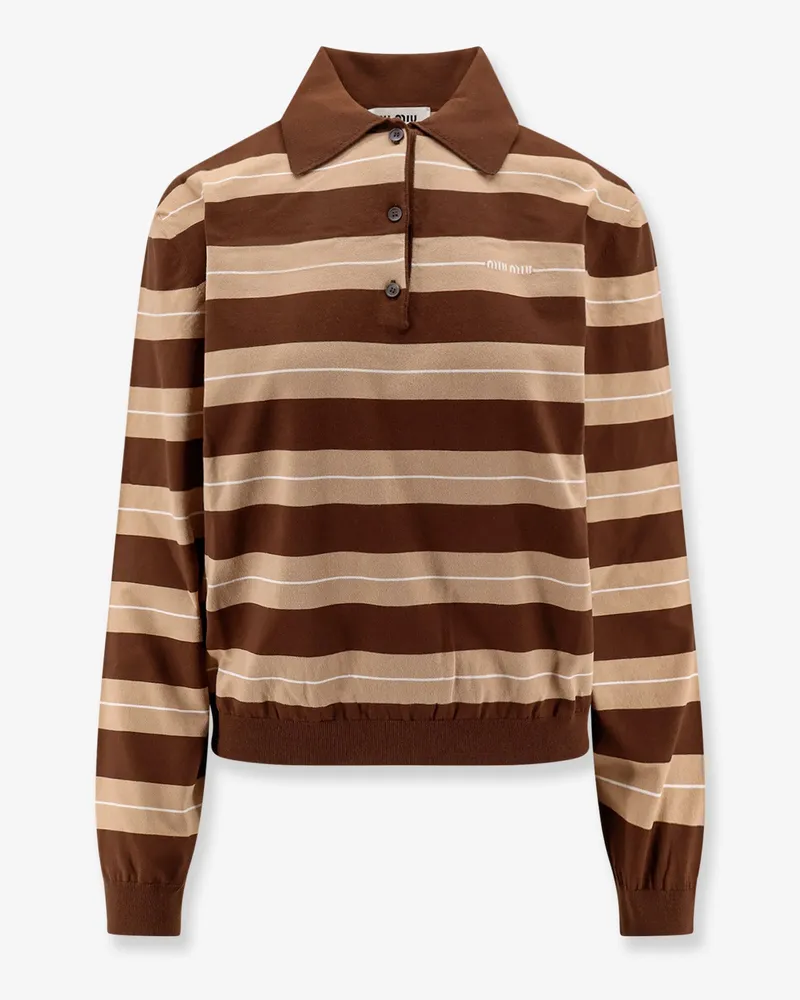 Miu Miu Striped cotton polo shirt -  - gender_Woman Brown