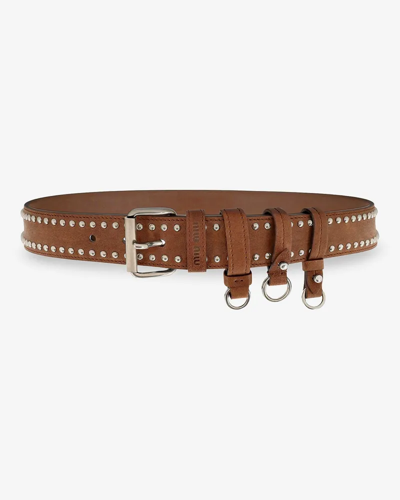 Miu Miu Aviator nappa belt with keychain charm -  - gender_Woman Marrone