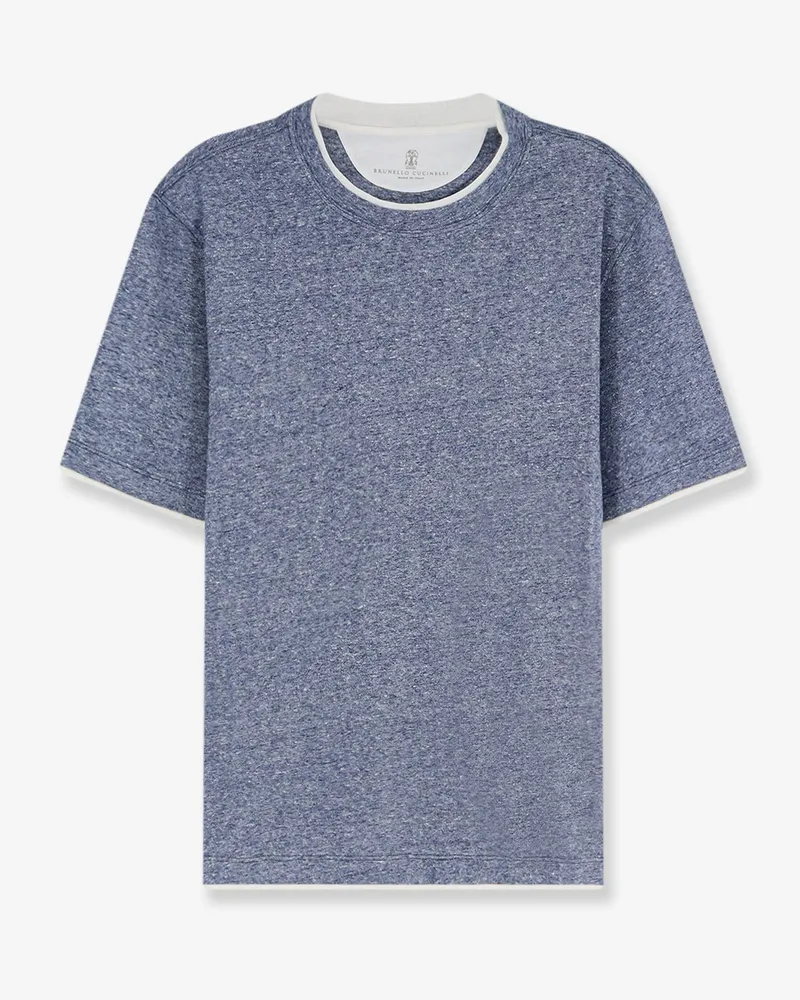 Brunello Cucinelli Linen and cotton blend T-shirt -  - gender_Man Blue