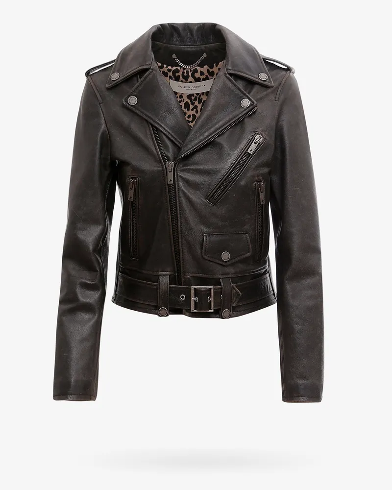 Golden Goose Slim fit Destiny lived-in effect leather biker -  - gender_Woman Black