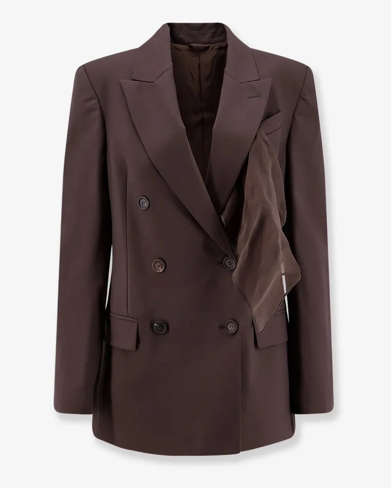 Brunello Cucinelli Tropical luxury wool blazer with Monili -  - gender_Woman Brown